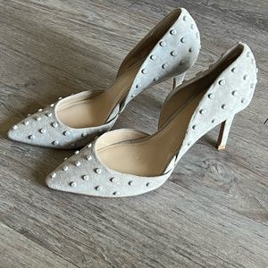 G.I.L.I tan studded heels with suede like finish. Barely worn. Size 8